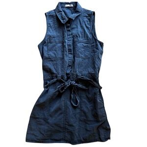 Dex Denim Utility Dress Sleeveless Button Front Tie Waist Vintage Y2K Size Small